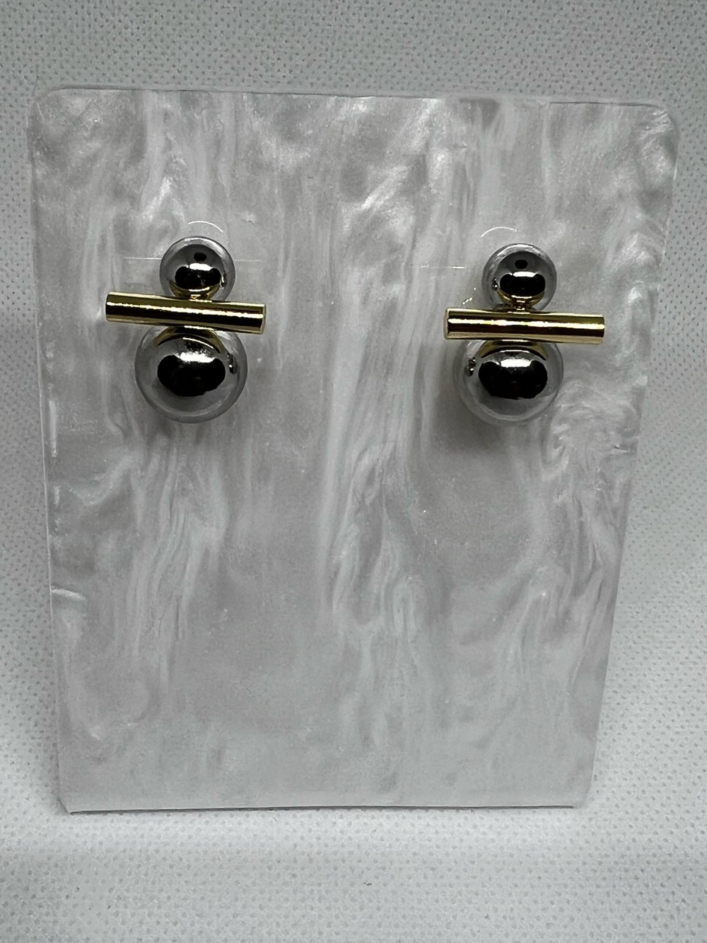 Vintage 1980’s  Two Tone Silver & Gold Geometric Statement Earrings